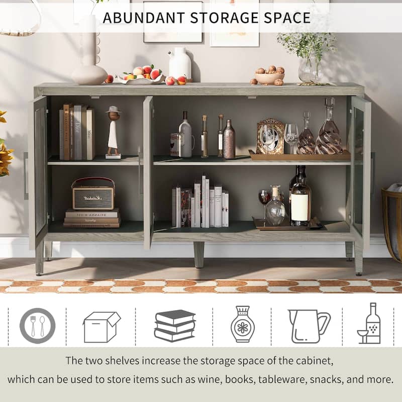 34" Tall MDF 3-door Accent Cabinet with Adjustable Shelf