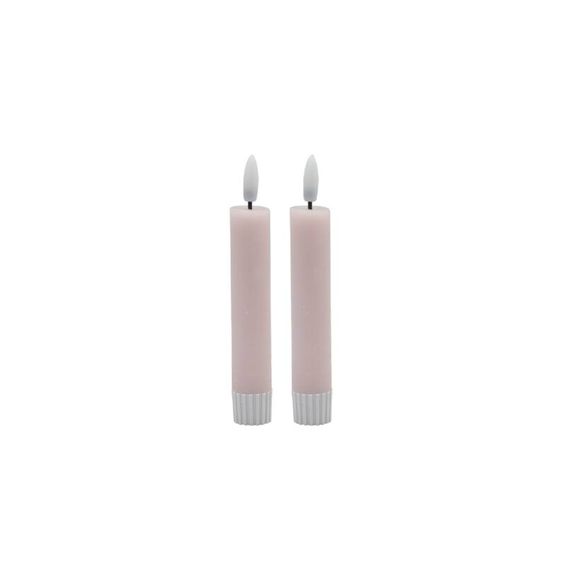 Small Flameless LED Taper Candles - 4.25" - Pink - Set of 2