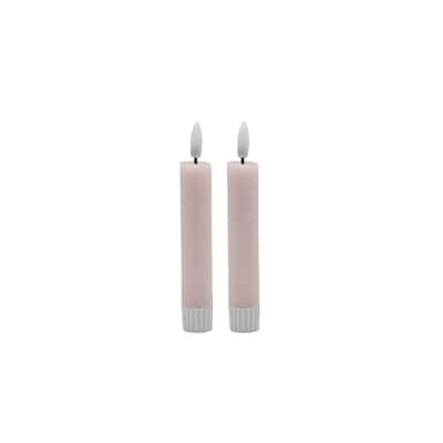 Small Flameless LED Taper Candles - 4.25" - Pink - Set of 2
