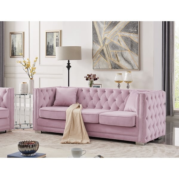 slide 2 of 23, Silver Orchid Kovanko Velvet Upholstered Sofa