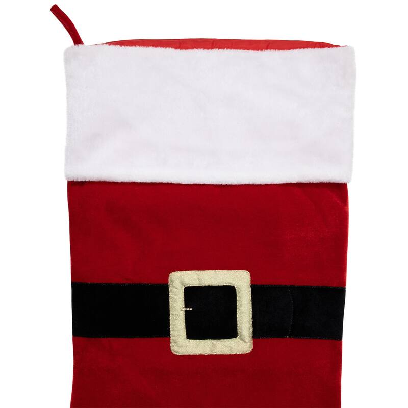 48" Red White Velveteen Santa Claus Belt Buckle Christmas Stocking