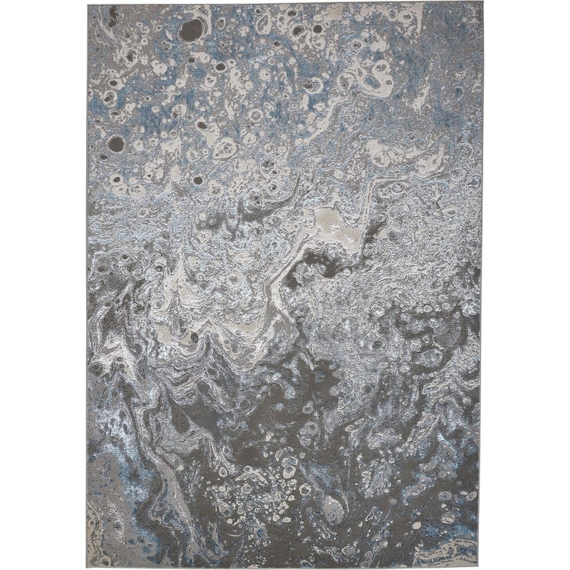 Grand Bazaar Aurelian Machine Made Watercolor Modern Area Rug - 6'7" x 9'6" - Ivory/Gray/Blue