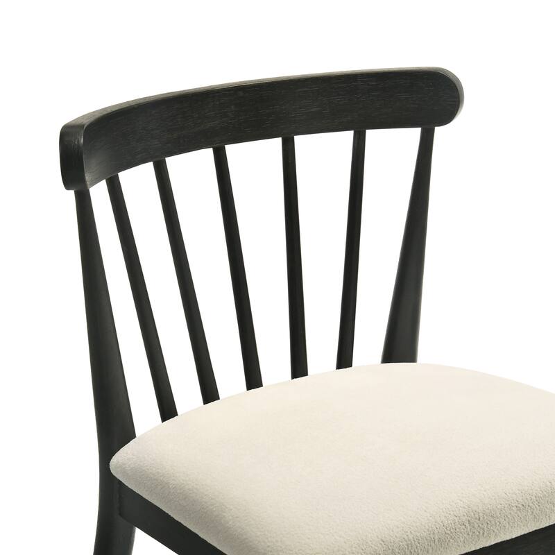 Wood Dining Chair Solid Chair Set of 2 - Black
