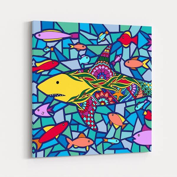 Animals Beach Fish Floral Mosaic Ocean Canvas Wall Art Print Overstock 31460806