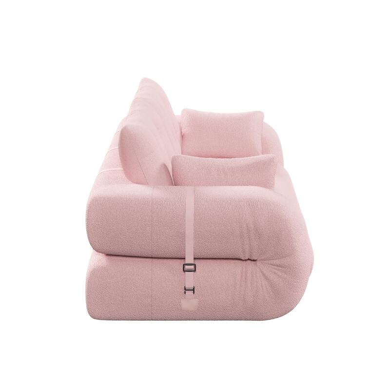 78.7" Multi-Functional Foldable Sofa Bed, 3-in-1 Teddy Fabric Foam Sleeper Couch for Relaxation and Seating