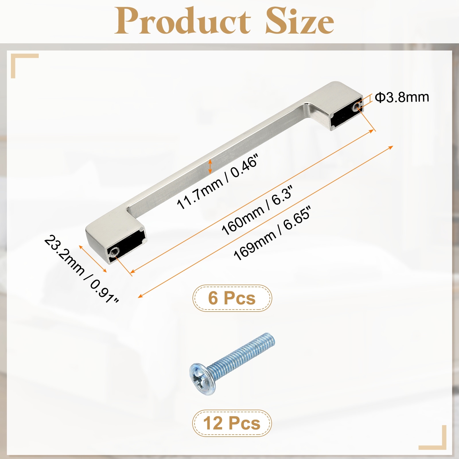 Kitchen Cabinet Handles, Zinc Alloy Hole Center Wide Base Cabinet Pulls Drawer Handle Hardware with Screws