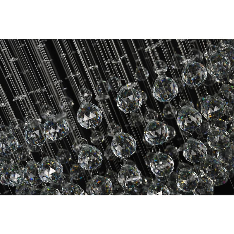12-Light Chrome Chandelier With Clear Hanging Crystals And Beads