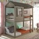 preview thumbnail 9 of 12, Rustic Twin Over Twin Bunk Bed with Built-in Ladder ,Guardrails