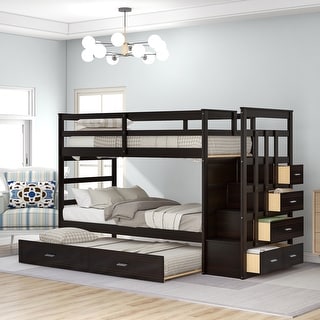Multifunctional Twin over Twin Loft Bunk Bed with 6 Storage Drawers and ...