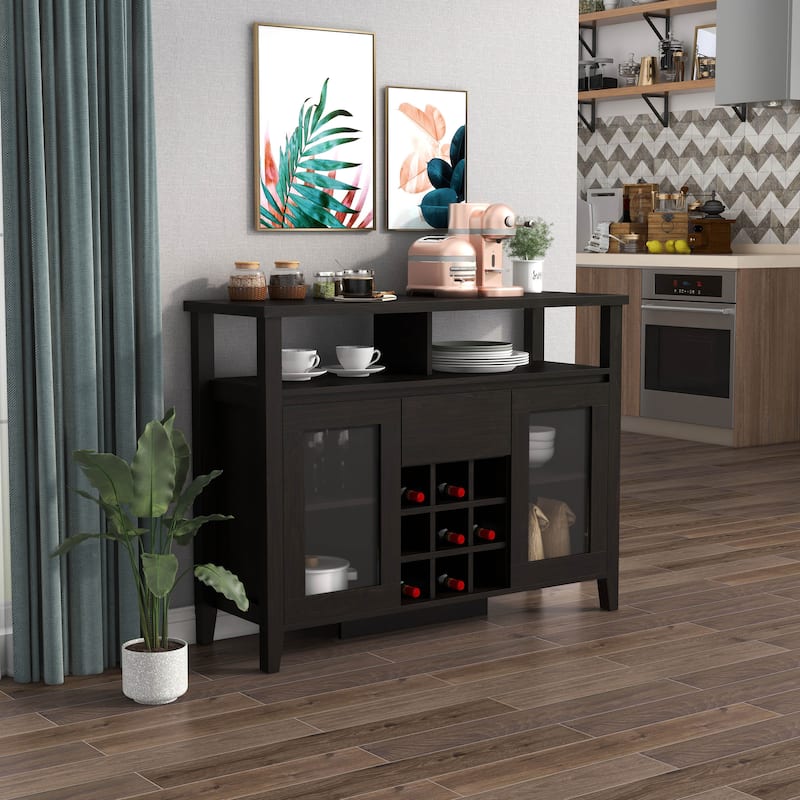 DH BASIC Transitional Espresso 9-bottle Storage Buffet by Denhour - Espresso