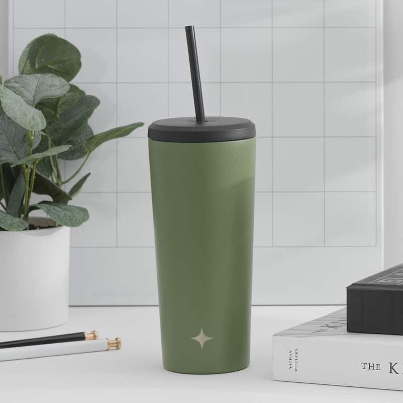 JoyJolt Vacuum Insulated Stainless Steel Tumbler Bottle with Flip Lid and Straw - 24 oz - 24 oz