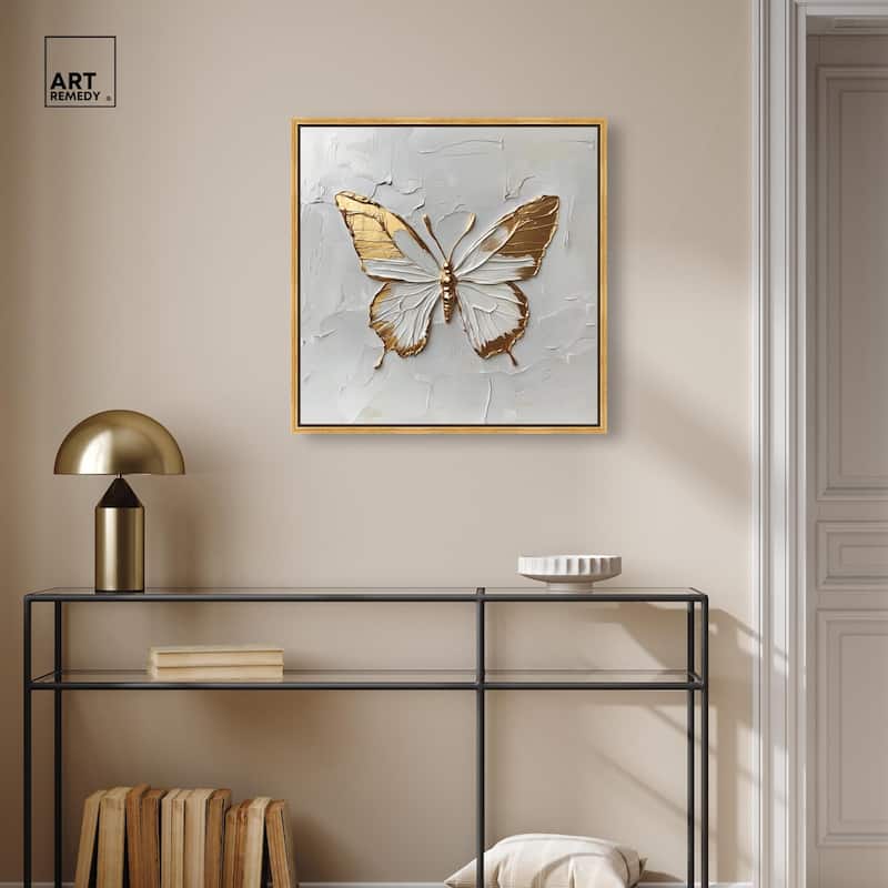 Simple Golden Butterfly Canvas by Art Remedy