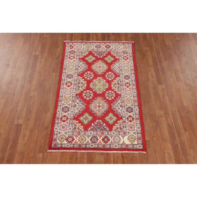 Oriental Kazak Foyer Rug Hand-Knotted Traditional Wool Carpet - 3'2" x 5'1"
