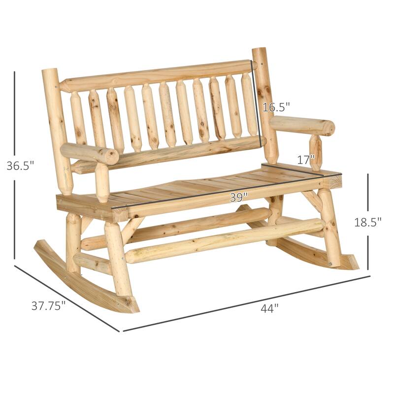 Outsunny 2-Person Wood Rocking Chair With Log Design (Excluding the table)