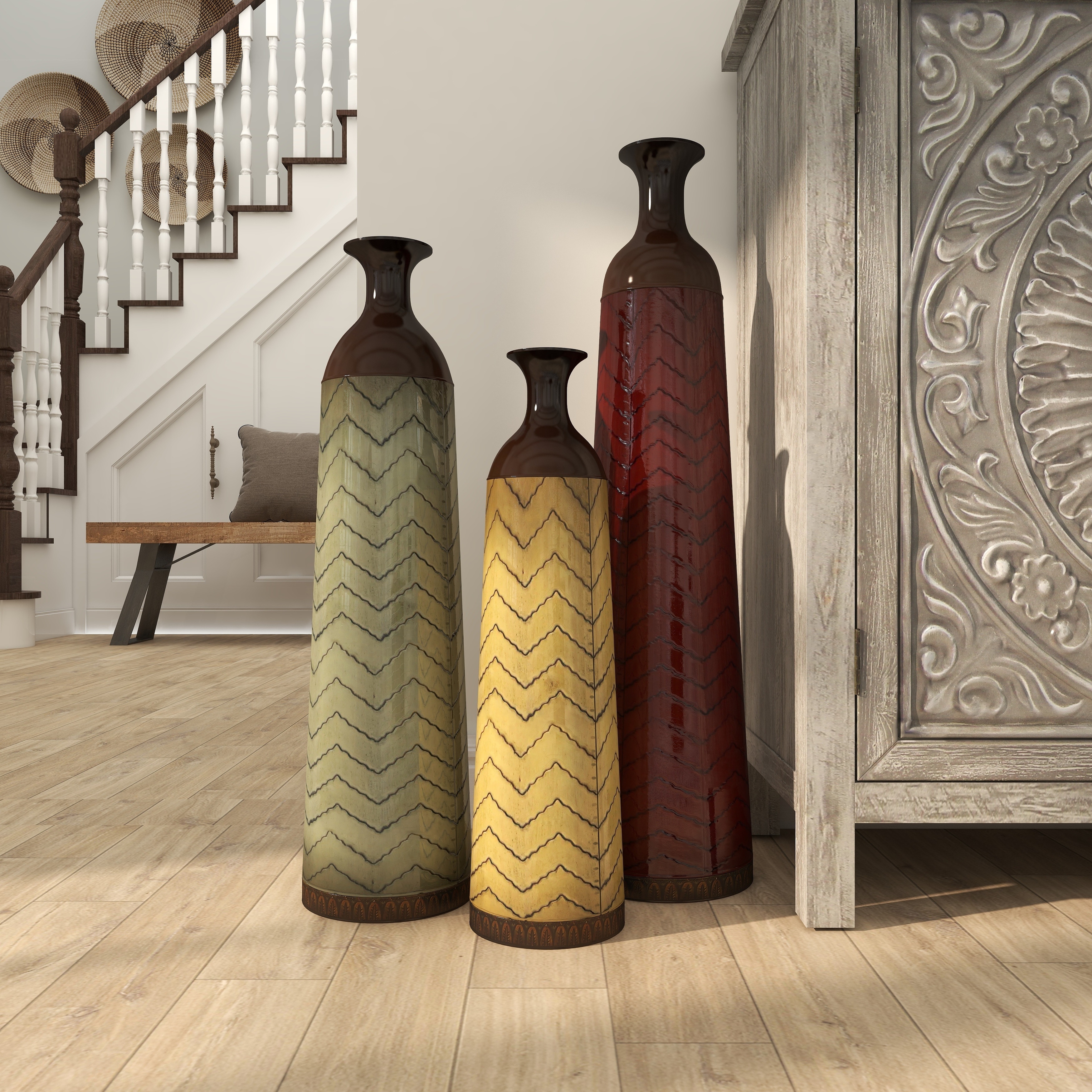 Buy Gold Extra Large Metal Textured Floor Vase from Next USA