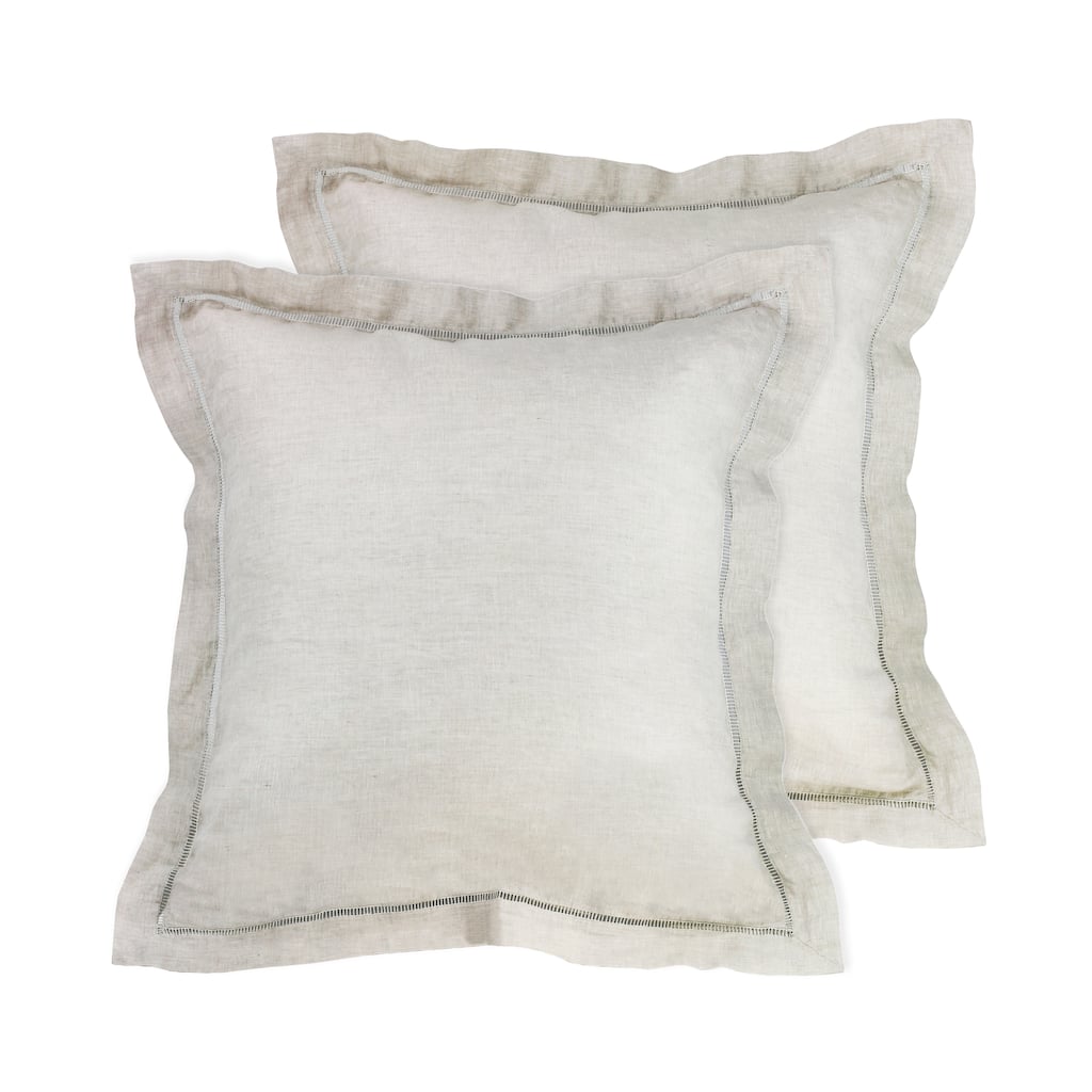 Belgian Flax Linen Collection Ladder Hemstitch Pillowcases/Euro Shams