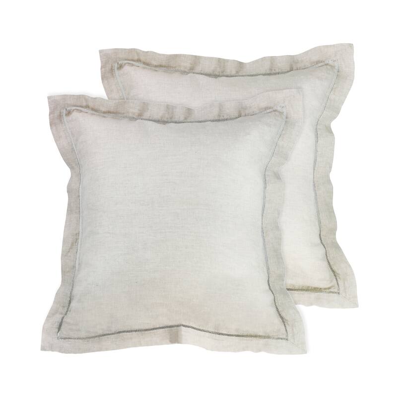 Belgian Flax Linen Collection Ladder Hemstitch Pillowcases/Euro Shams