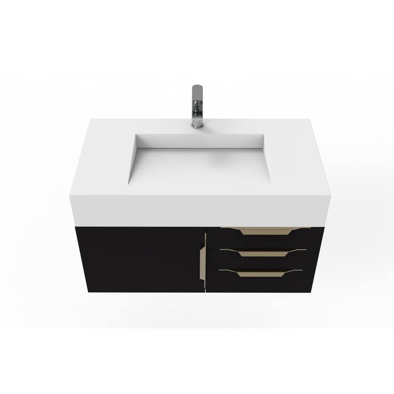 Nile 36-Inch Wall Mounted Bathroom Vanity Set w/ White Top