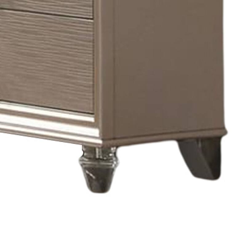 Jisoo 55 Inch Wide Dresser Chest, Textured Drawers, Crystal Accents, Gold