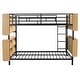preview thumbnail 5 of 14, Full Over Full Size Metal Convertible Bunk Bed Frame w/ Unique Storage Headboard & Shelves, Black Detachable Iron Bed for Teens
