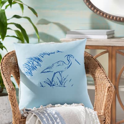 Artistic Weavers Heron Ice Blue Nature Throw Pillow