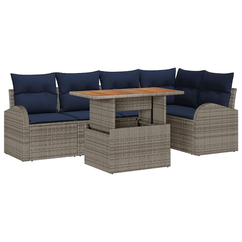vidaXL 6 Piece Garden Sofa Set with Cushions - 92.1×48.8×27.2