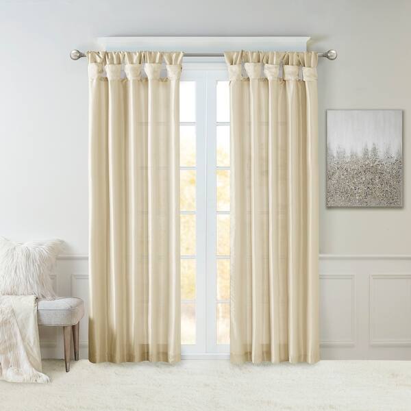 slide 2 of 13, Madison Park Natalie Twisted Tab Lined Single Curtain Panel 50"W X 84"L - Champagne