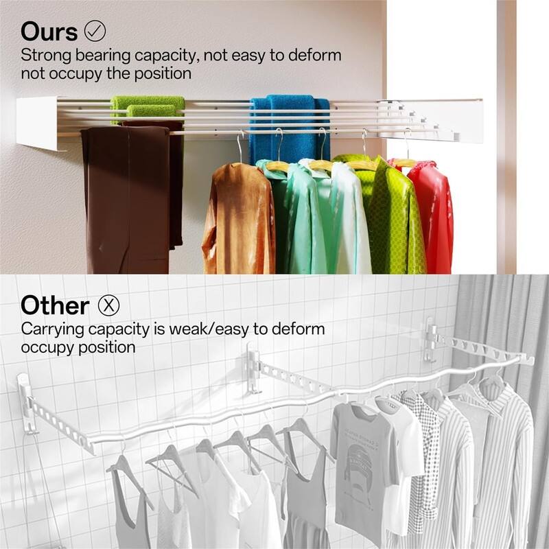 Wall Mounted Drying Rack - Collapsible, 60 lb Capacity