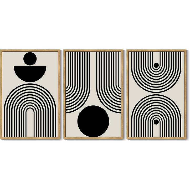 Minimalist Sun Lines Framed Canvas Painting Artwork