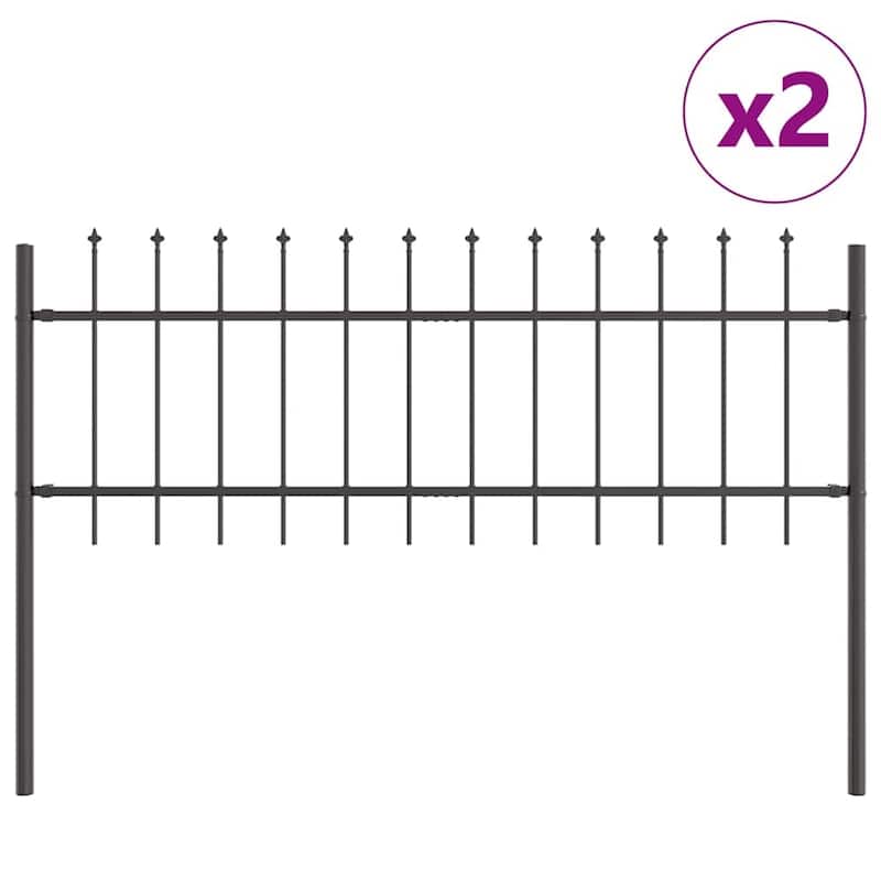 vidaXL Garden Fence Gray Powder-coated steel