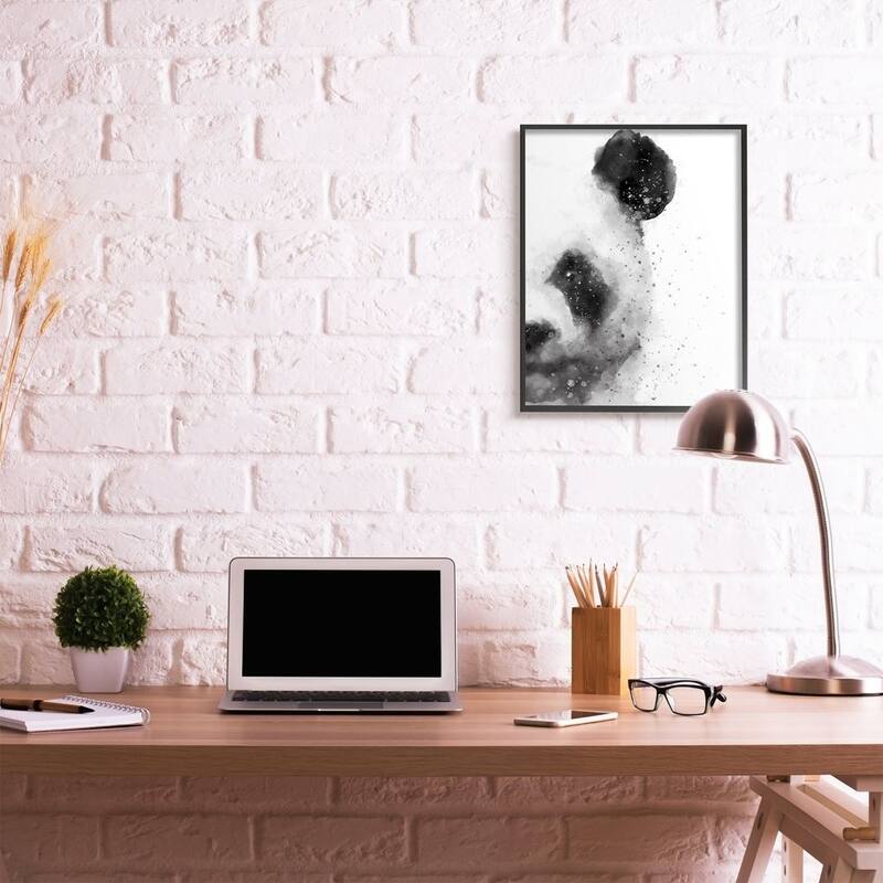 Stupell Watercolor Panda Beer Face Abstract Black White Animal Framed Giclee Art Design By Brandon Wong