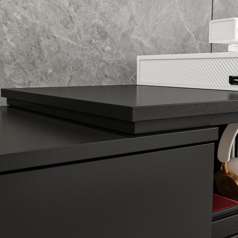13.1"H Extendable Designs TV Stand with 4 Storage Drawer Black/White