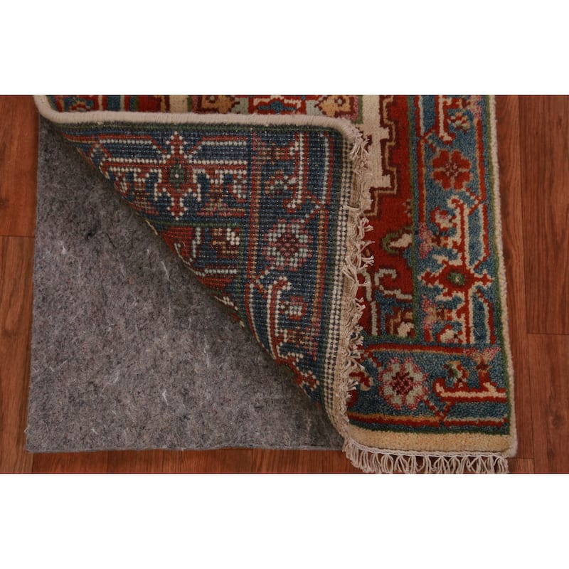 Hand Knotted Oriental 100% Wool Carpet Traditional Medallion Beige & Ivories Heriz (serapi) Area Rug - 3' 0'' X 2' 0''
