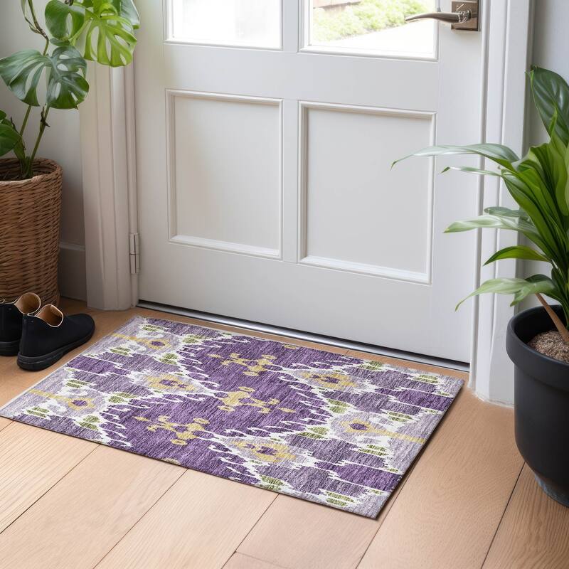 Premium Washable Super Soft Boho Ikat Mayfield Rug - Purple - 1' 8" x 2' 6" - Rectangle