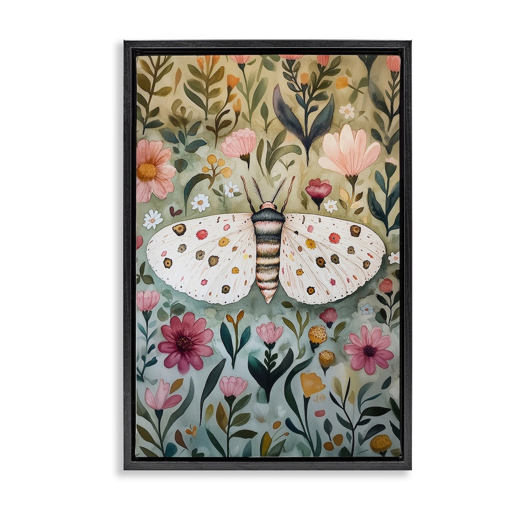 Stupell Flower Speckled Moth Wings Framed Floater Canvas Wall Art Design By The Dutch Lady