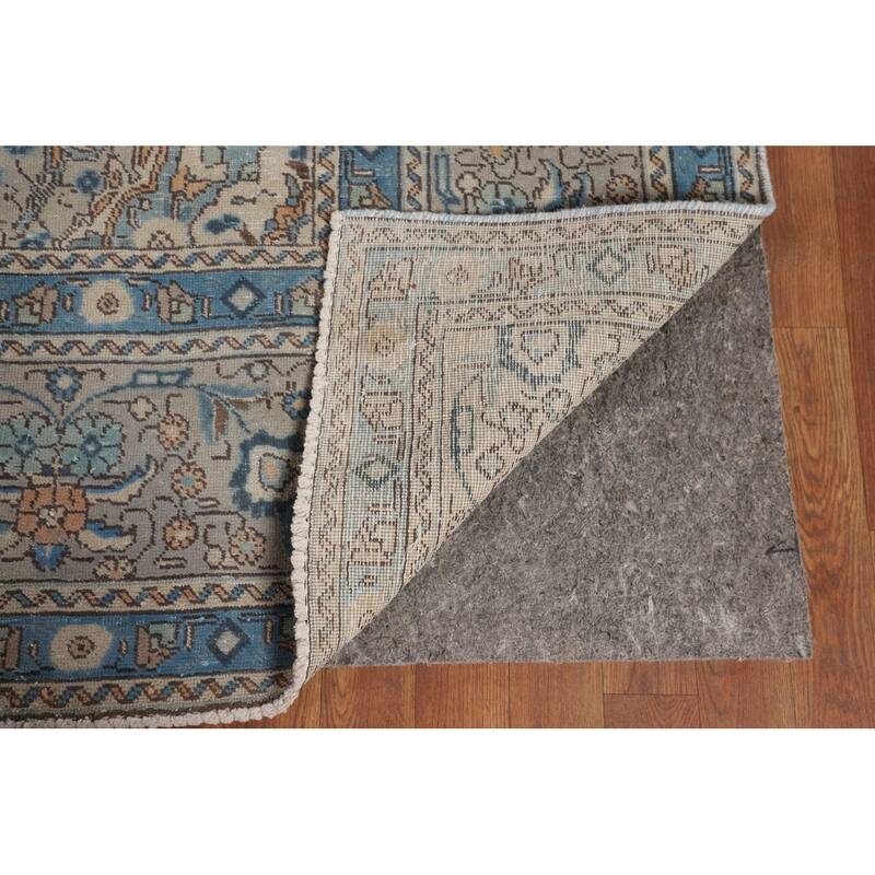 Distressed Tabriz Vintage Persian Area Rug Handmade Wool Carpet - 9'3" x 12'10"