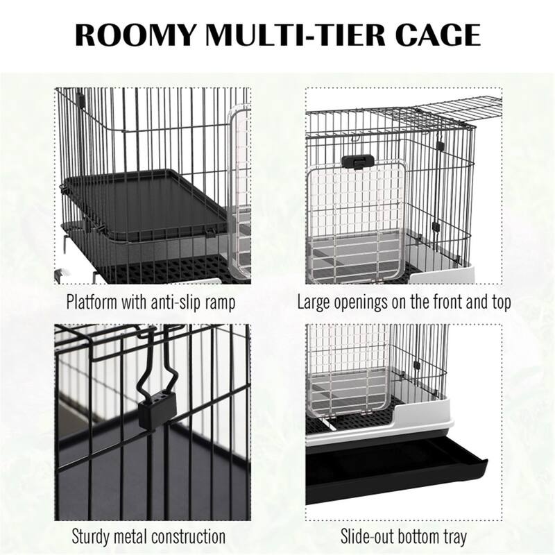 Small Pet Cage with Front Door and Top Door for Easy Access - 32" L x 20.75" W x 27.5" H