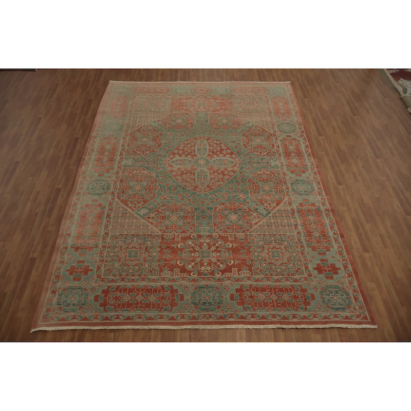 Hand Knotted Oriental 100% Wool Carpet Transitional Floral Green Oushak Area Rug - 14' 0'' X 10' 4''