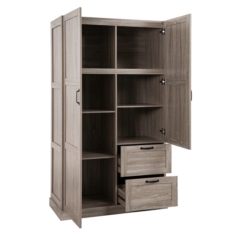40" Extra-Wide Storage Cabinet, 71" Tall Pantry with Shelves & Drawers