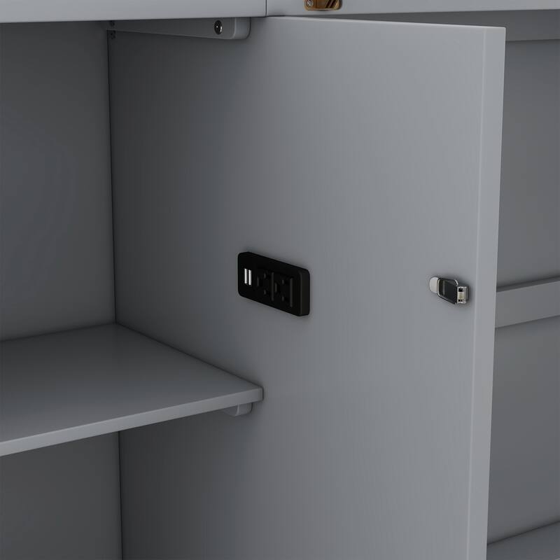 Queen Size Murphy Bed with Shelves, Drawers, USB Ports