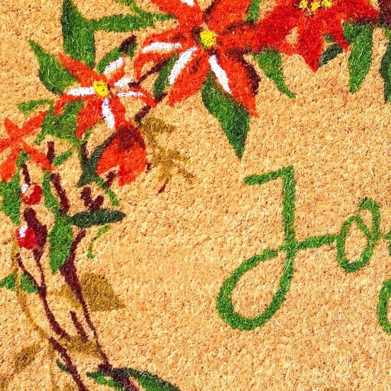 HomeRoots 24" X 36" Brown Red And Green Christmas Outdoor Coir Door Mat - 24.00' X '36.00