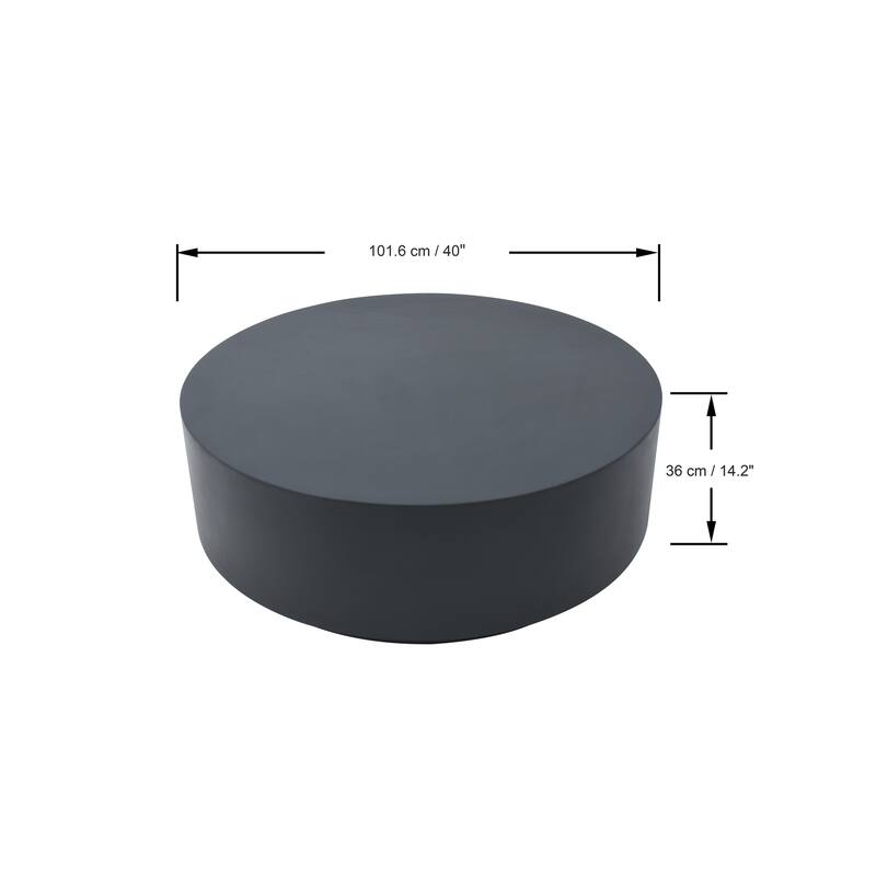 Elementi Home Rome 40" Round Concrete Coffee Table