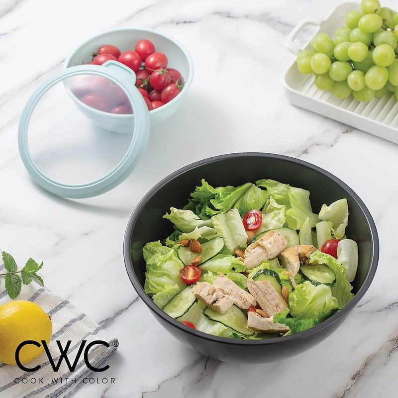 COOK WITH COLOR - 12 Piece Plastic Nesting Bowls - 6 Prep Bowls and 6 Lids, Microwave Safe.