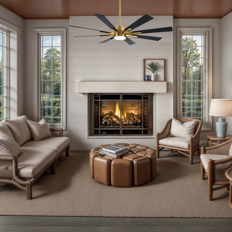 CO-Z 60'' 8-Blade Large Windmill Ceiling Fan with LED Lights and Remote for Living Room