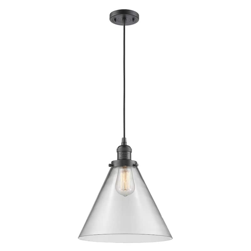 Innovations Lighting X-Large Cone Single Light 12" Wide Pendant - Oil Rubbed Bronze / Clear