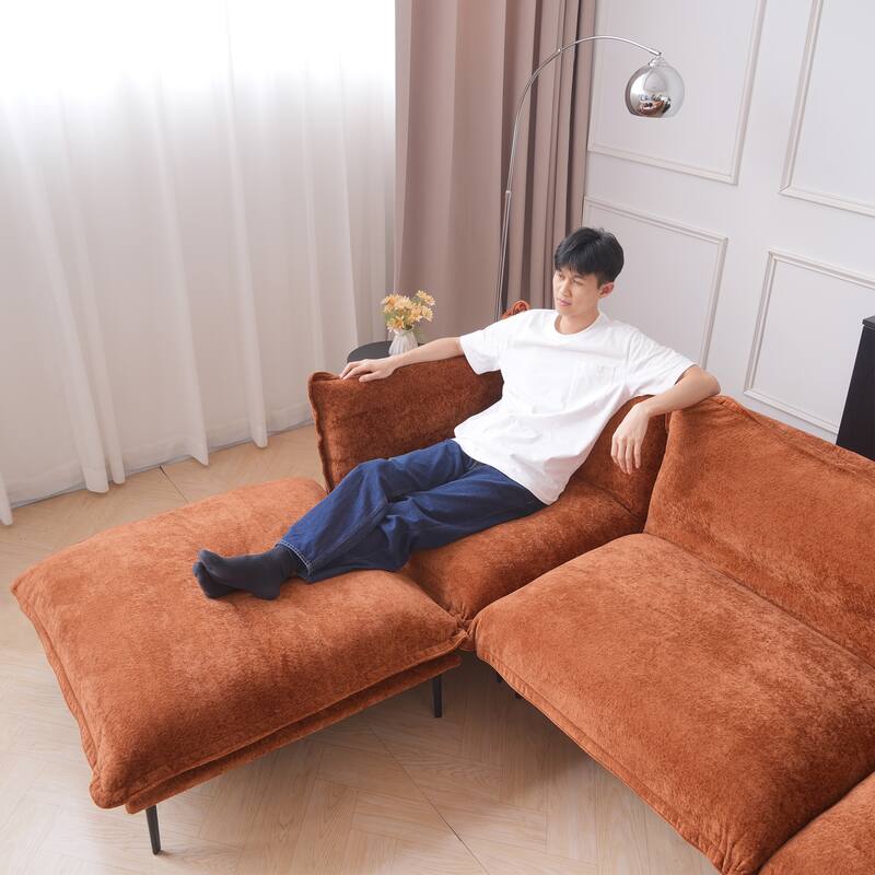111.02" L-shaped Velvet Sectional Sofa Modern Modular Sofa Deep Seat Upholstered Cloud Couch