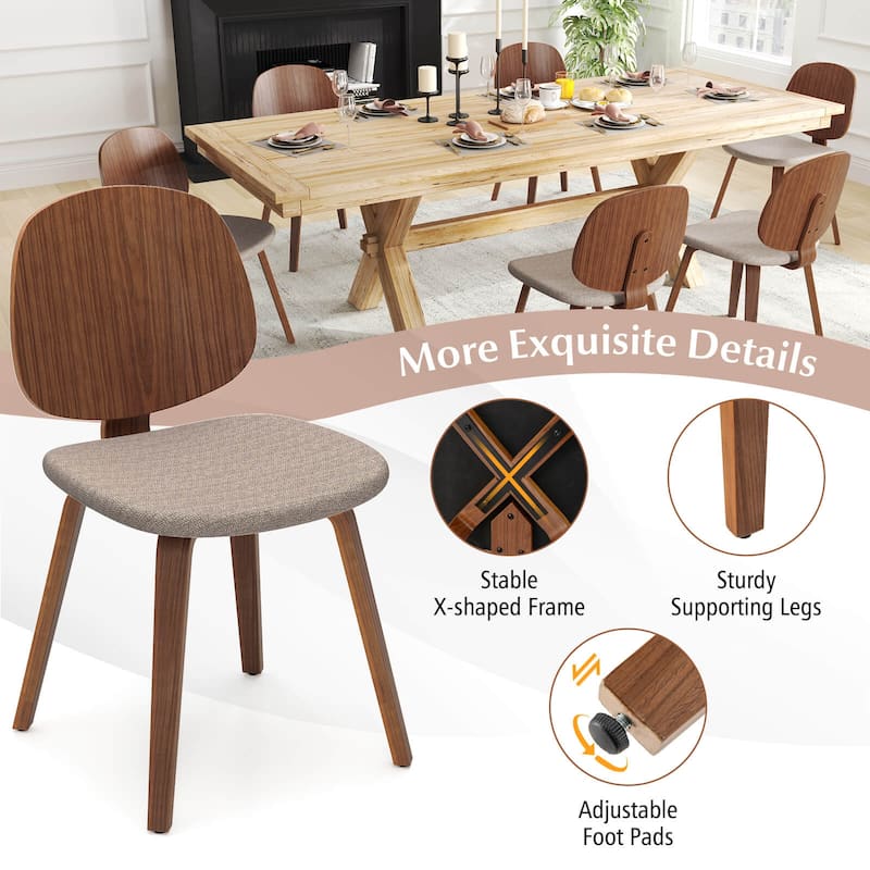 Costway Modern Dining Chair Set of 2/4 Chenille Kitchen Chair Armless