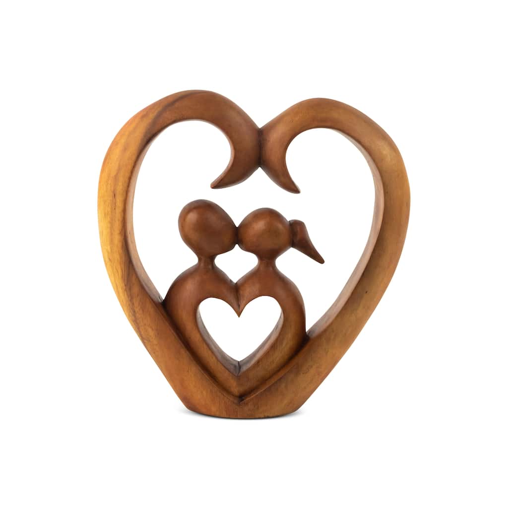 8" Wooden Hand Carved Abstract Contemporary Statue "Heart and Soul" Figurine Gift Home Decor Sculpture Handmade Art Decoration