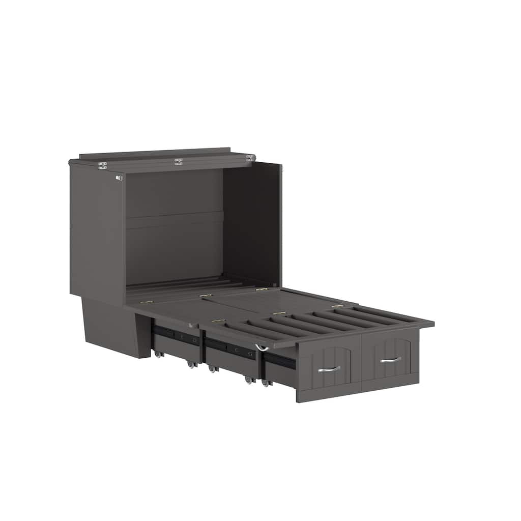Murphy Bed Chest - Storage Drawer & USB Charger - Space Saving Furniture