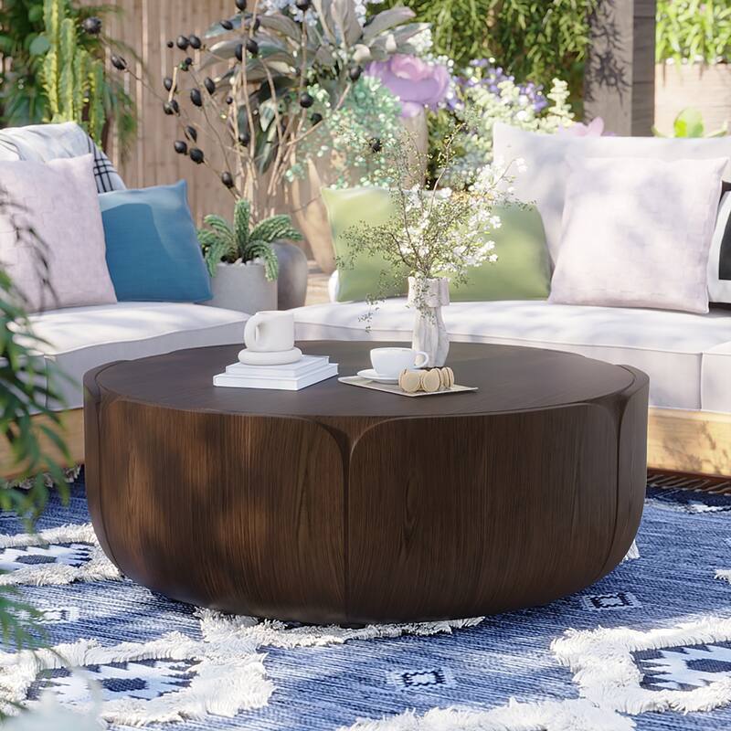 GDFStudio Evandor Tulip-Shaped Magnesium Oxide Coffee Table for Indoor and Outdoor